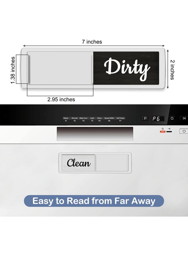 Dishwasher Magnet Clean Dirty Sign, Farmhouse Rustic Wood Design Black and White Non-Scratch/Easy to Read & Slide/Strong Magnet Clean Dirty Magnet for Dishwasher (A-Silver) - Image 3