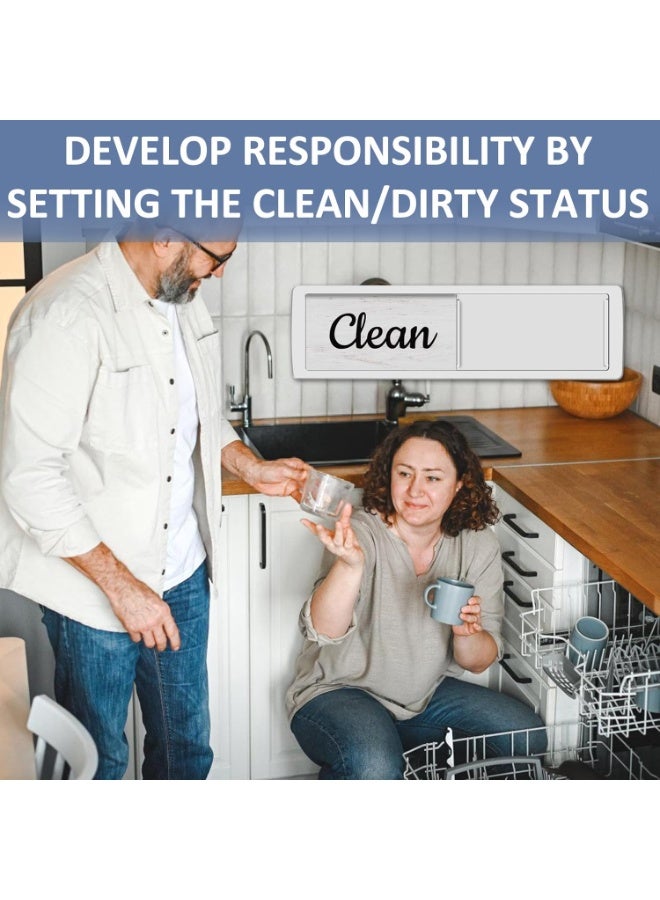 Dishwasher Magnet Clean Dirty Sign, Farmhouse Rustic Wood Design Black and White Non-Scratch/Easy to Read & Slide/Strong Magnet Clean Dirty Magnet for Dishwasher (A-Silver) - Image 5