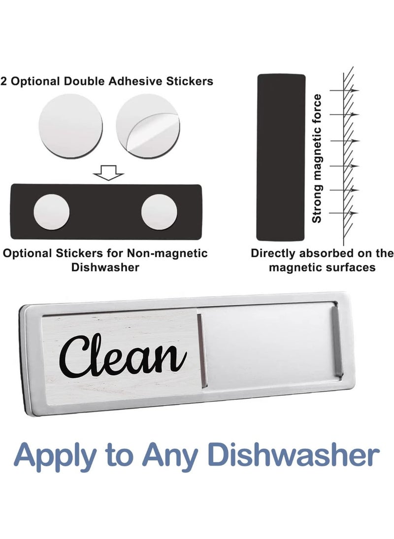 Dishwasher Magnet Clean Dirty Sign, Farmhouse Rustic Wood Design Black and White Non-Scratch/Easy to Read & Slide/Strong Magnet Clean Dirty Magnet for Dishwasher (A-Silver) - Image 4