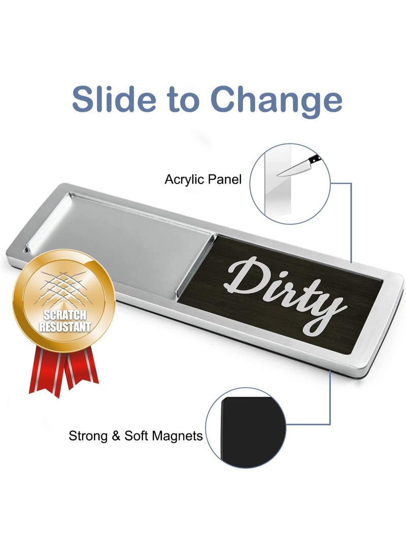 Dishwasher Magnet Clean Dirty Sign, Farmhouse Rustic Wood Design Black and White Non-Scratch/Easy to Read & Slide/Strong Magnet Clean Dirty Magnet for Dishwasher (A-Silver) - Image 2