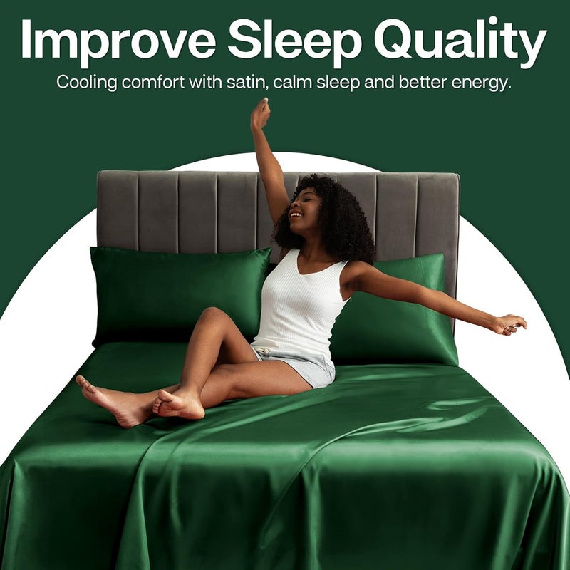 MR&HM Satin Pillowcase for Hair and Skin, Silk Satin Pillowcase 2 Pack, Standard Size Pillow Cases Set of 2, Silky Pillow Cover with Envelope Closure (20x26, Dark Green) - Image 5