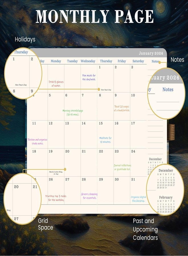 Pinchoco 2026-2028 Pocket Planner/Calendar - 3 Year Monthly Planner 2026-2028, Jan. 2026 - Dec. 2028(36 Months), 6.3" x 3.8", Monthly Pocket Calendar with 60 Note Pages, Pen Hold, Perfect Organizer for Purse - Image 3