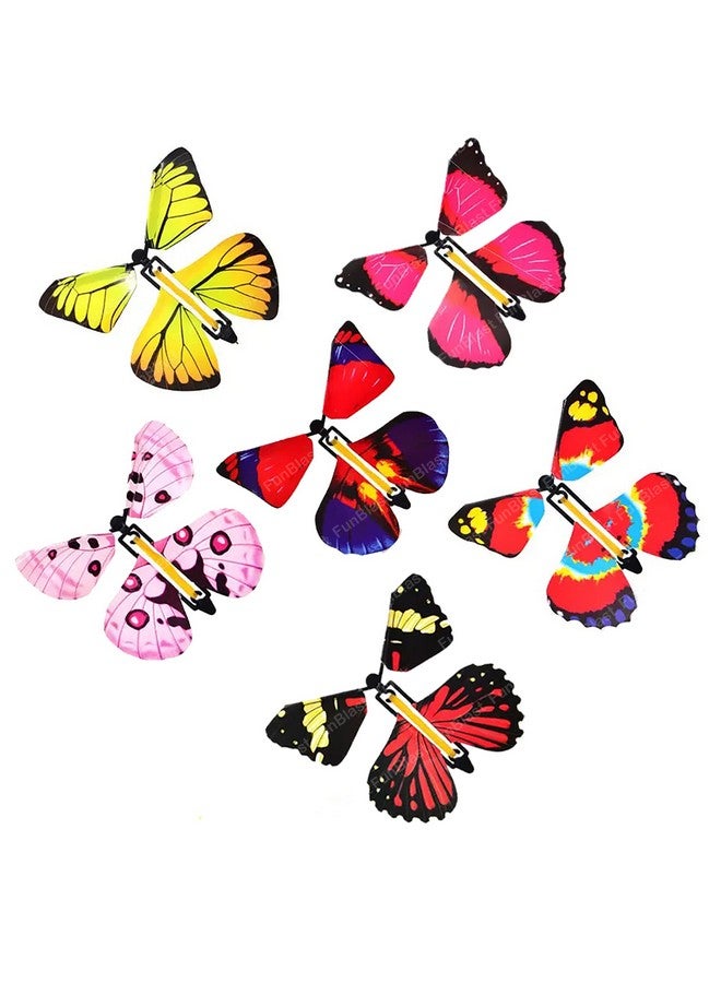 فنبلاست لعبة الفراشة الطائرة من فن بلاست، ألعاب الفراشات السحرية القابلة لللف، ألعاب الفراشات الملونة للأولاد/البنات، فراشات بلاستيكية طائرة للأطفال، ألعاب الجنيات للبنات/الأولاد - متعددة الألوان (عبوة من 6 قطع) - Image 1