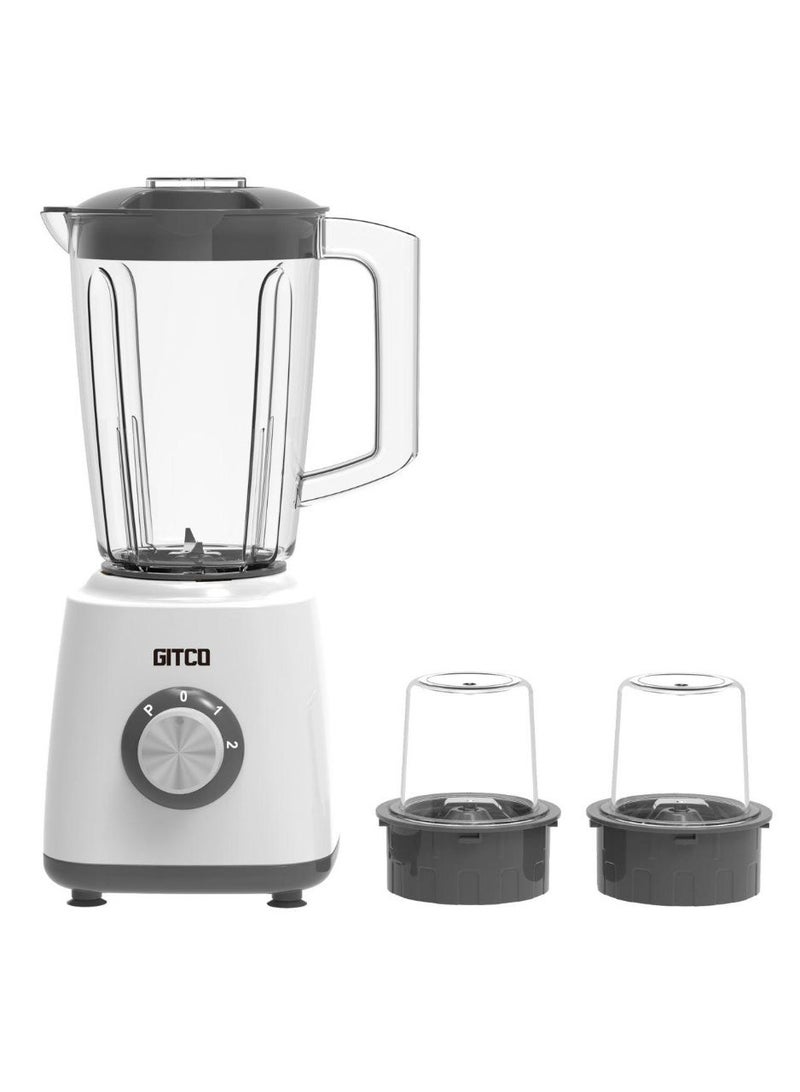 جيتكو خلاط سطح عمل 3 في 1، محرك بقوة 500 واط مع التحكم في درجة الحرارة، وعاء 1.5 لتر خالٍ من مادة BPA + كوبان مطحنة، سرعتان ونبض، شفرات من الفولاذ المقاوم للصدأ، سهل التنظيف، GB1010 أبيض/رمادي - Image 2