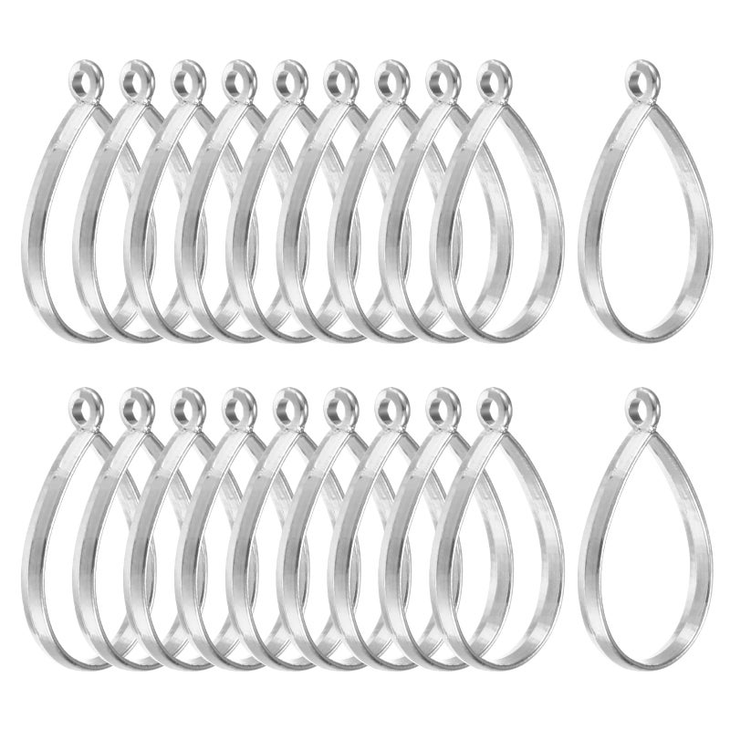 M METERXITY 20Pack Open Bezels for Resin Teardrop Shape Open Back Bezel Pendants for Resin Jewelry MakingDIY Earrings Necklace Alloy Hollow Frame Pendants Silver Tone - Image 3