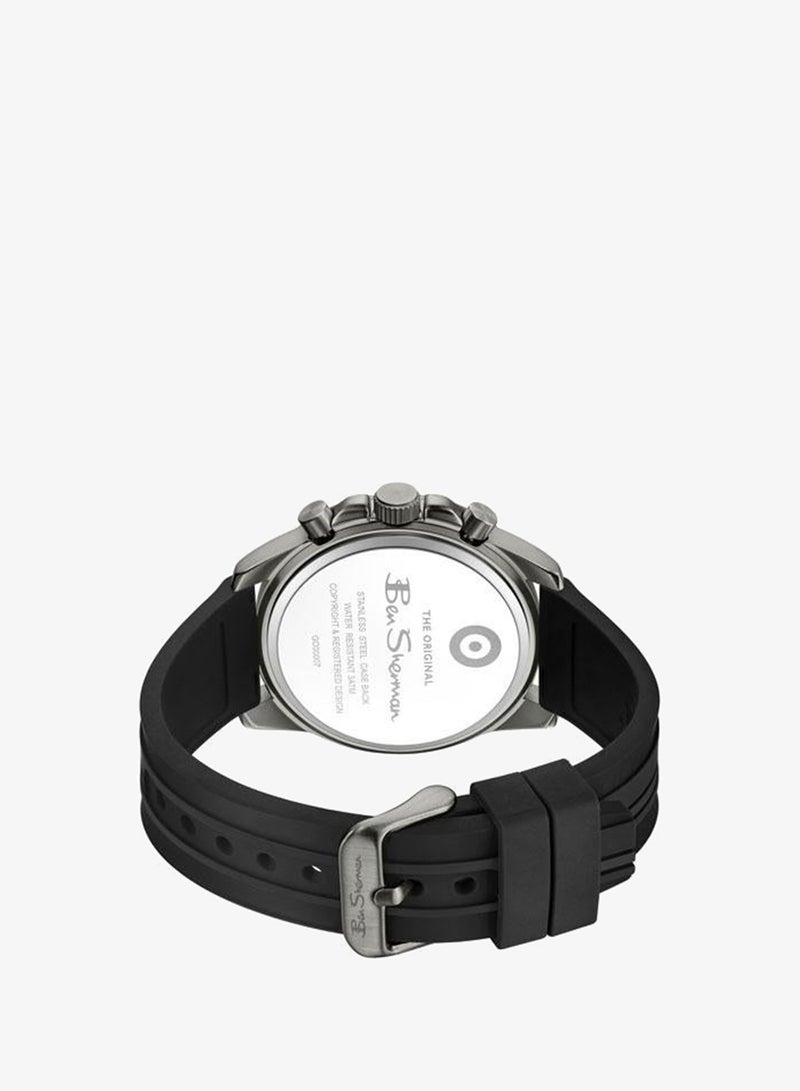Ben Sherman Liverpool  Green Dial Black Silicone Strap Chronograph Watch for Men, 44mm - Image 3