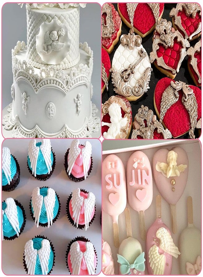 Caregene Angel Baby Chocolate Molds Baby Wing Wedding Silicone Mold For Baby Shower Birthday Party Valentine's Day Cake Decoration Making Wings Pendants Epoxy Clay Key Ring - Image 4