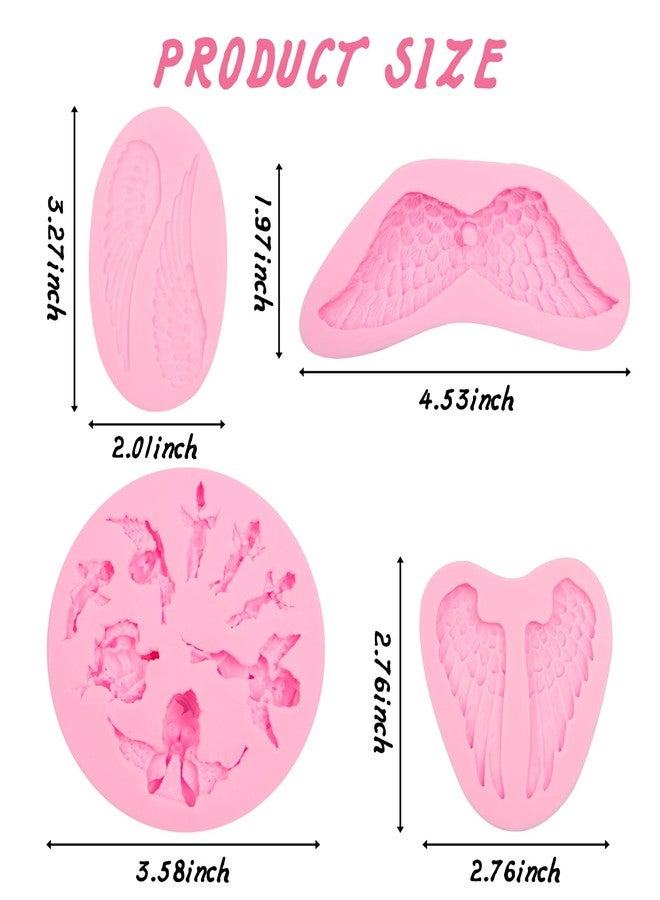 Caregene Angel Baby Chocolate Molds Baby Wing Wedding Silicone Mold For Baby Shower Birthday Party Valentine's Day Cake Decoration Making Wings Pendants Epoxy Clay Key Ring - Image 2