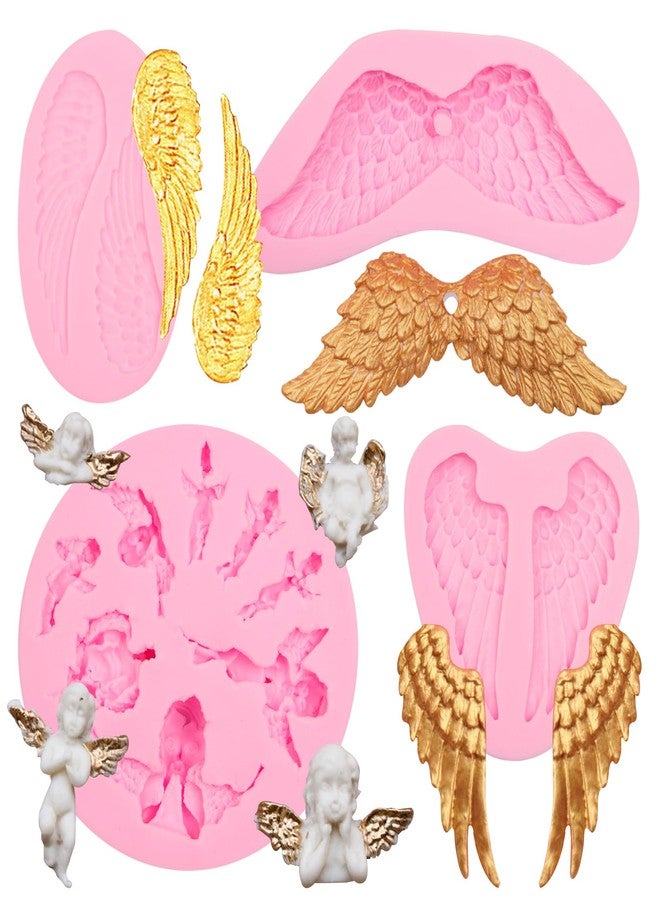 Caregene Angel Baby Chocolate Molds Baby Wing Wedding Silicone Mold For Baby Shower Birthday Party Valentine's Day Cake Decoration Making Wings Pendants Epoxy Clay Key Ring - Image 1