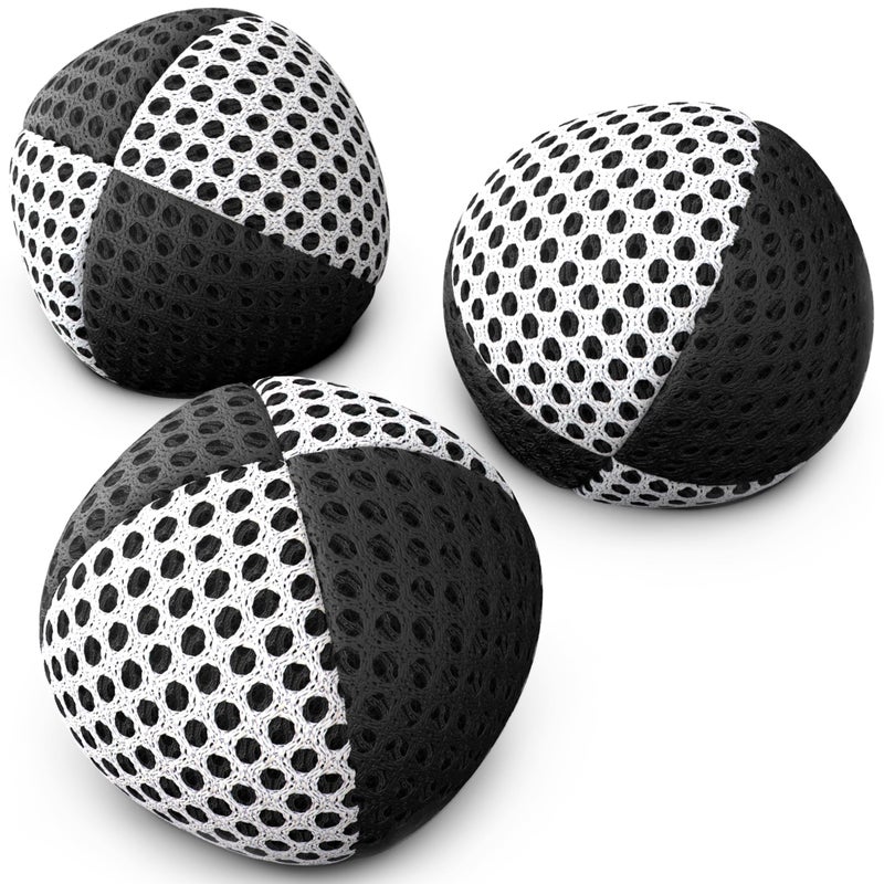 speevers Juggling Balls for Beginners and Professionals Set of 3 14 Colors Available 2 Layers of Net and Carry Case Xballs Juggling Balls Black White 32 oz - Image 3
