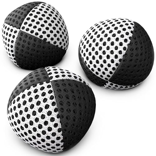 speevers Juggling Balls for Beginners and Professionals Set of 3 14 Colors Available 2 Layers of Net and Carry Case Xballs Juggling Balls Black White 32 oz - Image 1