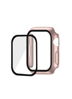 Suitable For Iwatch9 Watch Protective Shell PC Hard Shell Tempered Film Integrated Protective Cover 8/7/6 For Apple Watch Case-Color:Bright Rose Powder-Exterior Dimension:45mm(7 Generations With Keys)
