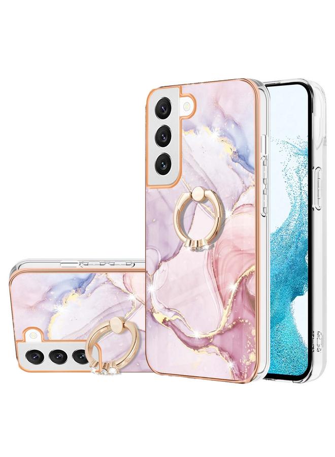 S-TOP Case For Samsung Galaxy S22 Electroplating Marble IMD TPU Phone Case with Ring Holder - Image 1