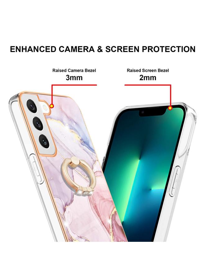 S-TOP Case For Samsung Galaxy S22 Electroplating Marble IMD TPU Phone Case with Ring Holder - Image 3