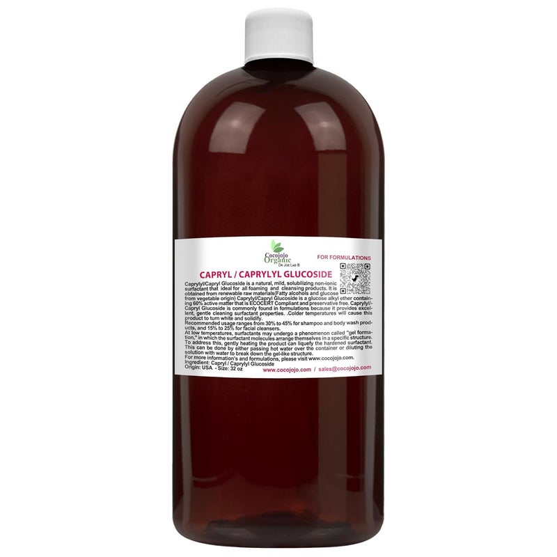 Dr Joe Lab Capryl Glucoside Liquid Surfactant  Caprylyl Natural Plant Derived  DIY Skin Care  Shower Gels Foaming Body Soap Shampoos Baby Products Face Cleansers  COCOJOJO  32 Oz