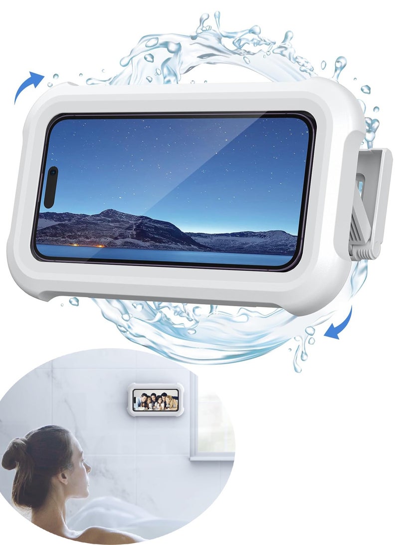 Bukela Shower Phone Holder Waterproof - 360° Rotation, Adjustable Wall Phone Mount, Bathroom Bathtub Cell Phone Stand, Water Proof Anti Fog Case Cover for iPhone 17 Pro Max Air, 4-7" Phones - Image 1
