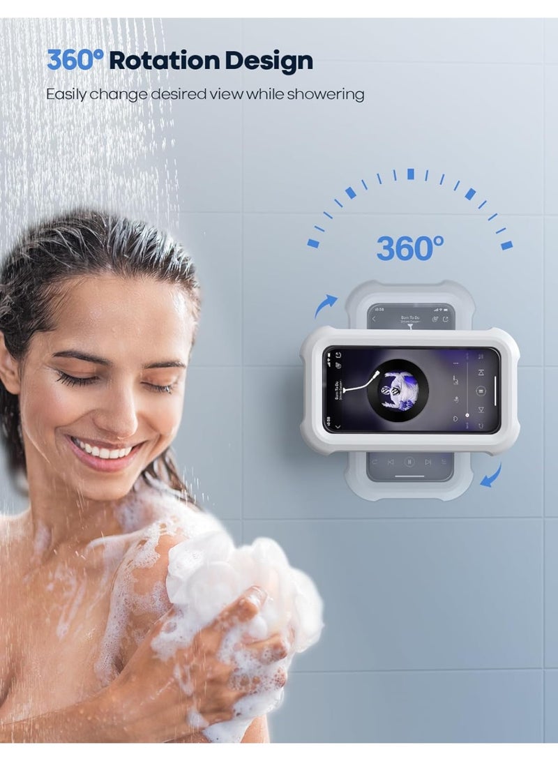 Bukela Shower Phone Holder Waterproof - 360° Rotation, Adjustable Wall Phone Mount, Bathroom Bathtub Cell Phone Stand, Water Proof Anti Fog Case Cover for iPhone 17 Pro Max Air, 4-7" Phones - Image 4