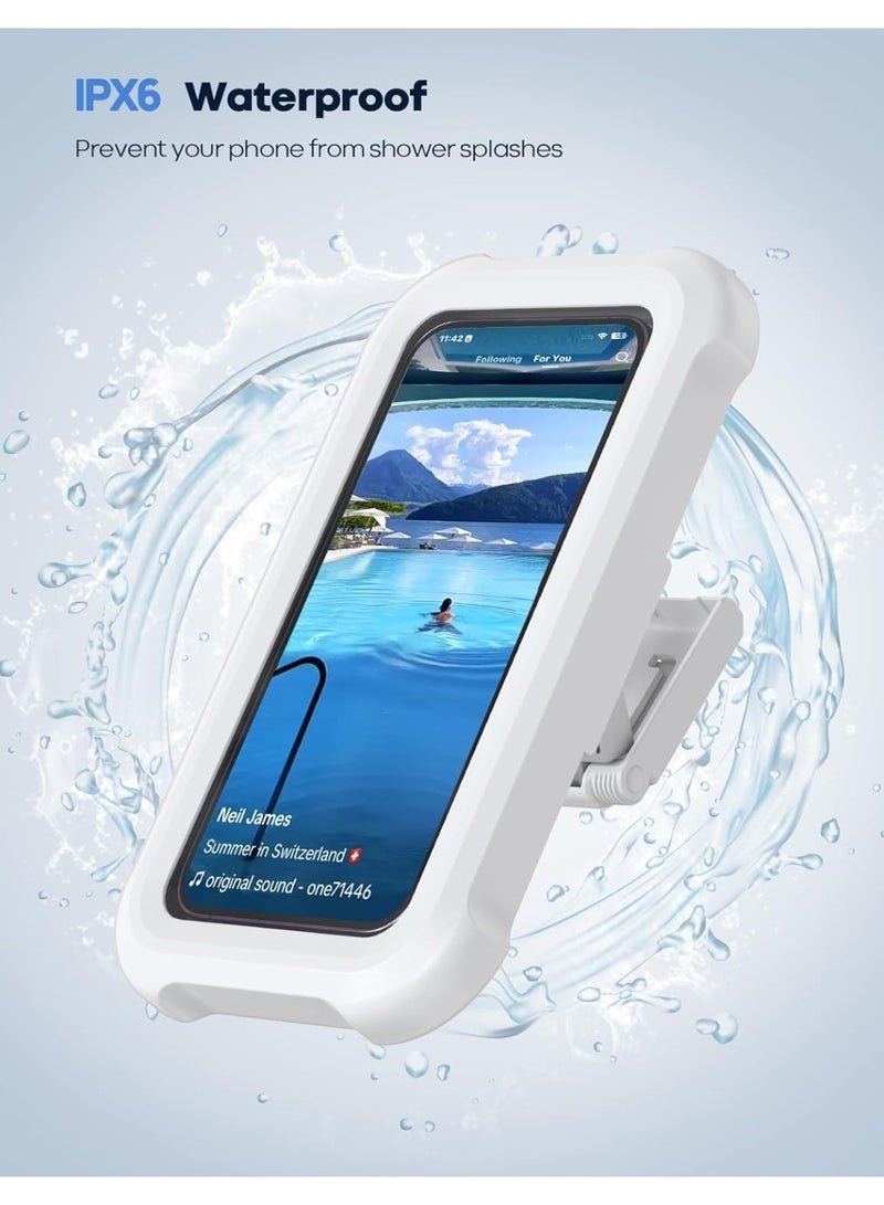 Bukela Shower Phone Holder Waterproof - 360° Rotation, Adjustable Wall Phone Mount, Bathroom Bathtub Cell Phone Stand, Water Proof Anti Fog Case Cover for iPhone 17 Pro Max Air, 4-7" Phones - Image 3