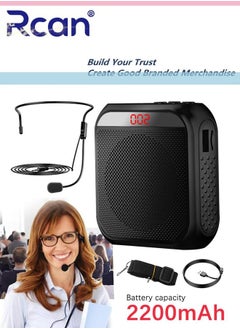 Rcan Portable Voice Amplifier with Wired Microphone Headset Rechargeable PA System Speaker Personal Microphone Speech Amplifier Power Amplifiers Loudspeaker for Teachers Metting Tour Guide  - Image 5