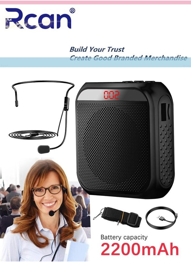 Rcan - Portable Voice Amplifier with Wired Microphone Headset Rechargeable PA System Speaker Personal Microphone Speech Amplifier Power Amplifiers Loudspeaker for Teachers Metting Tour Guide - Image 1