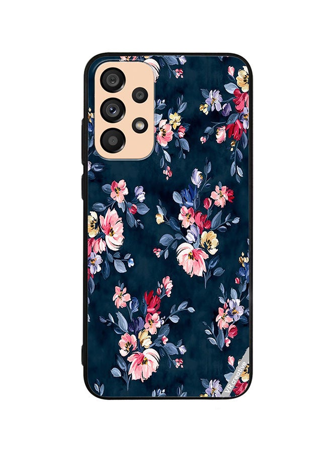 VR CREATIVE Protective Case Cover For Samsung Galaxy A53 5G A Navy Floral Print With Brightly Coloured Pink And Yellow Flowers On It Design Multicolour - Image 1
