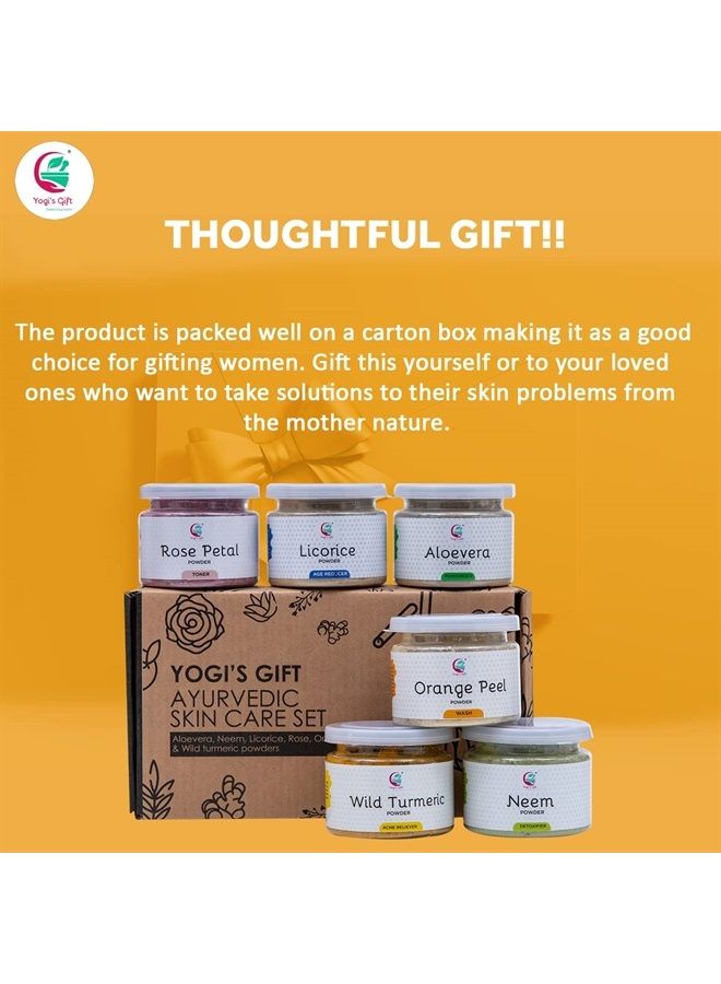 YOGI'S GIFT – Celebrating health Ayurvedic Skin Care Sampler | Six Powders in One Pack | Aloe vera Powder, Rose Powder, Wild Turmeric Powder, Licorice Powder, Neem Powder & Orange Peel Powders 1oz Each | Soap Making Ingredient  - Image 3