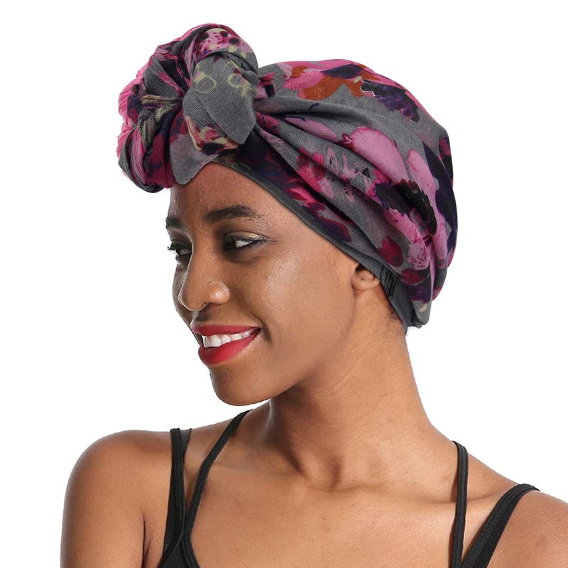 GERINLY شالات خفيفة من جيرينلي بطبعة زهور للأزياء للنساء (رمادي بنفسجي) - Image 5