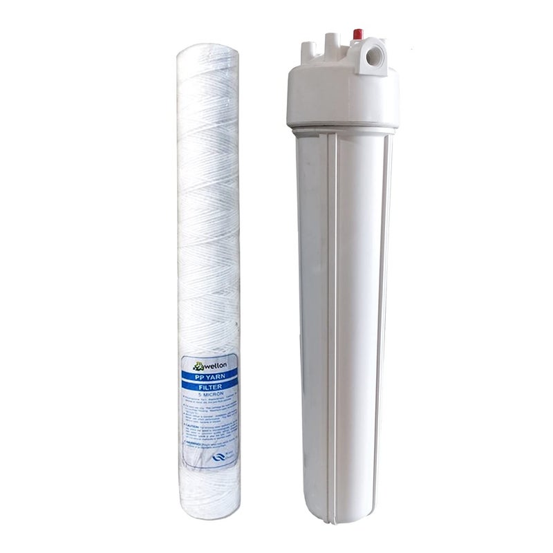 WELLON فلتر مياه رئيسي WELLON PURE للمطبخ والحمام يزيل جزيئات الطين والرمل 20 بوصة فلتر نحيف - Image 1