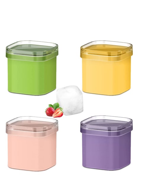 Silicone Ice Cube Molds with Lid, Large Ice Molds, Easy Release single Ice Cube Maker, Freezer Ice Cube Tray with Lid, Square Ice Molds for Cocktails Juice Coffee (1.7In Cube Ice)