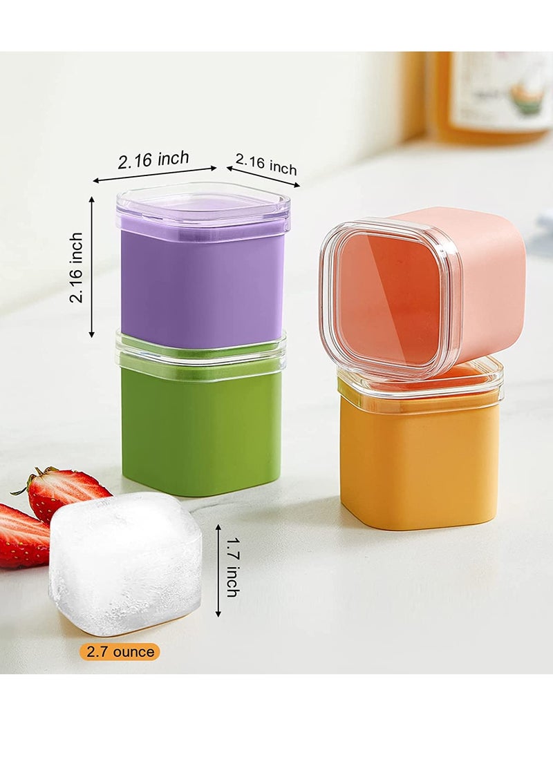 SYOSI - Silicone Ice Cube Molds with Lid, Large Ice Molds, Easy Release single Ice Cube Maker, Freezer Ice Cube Tray with Lid, Square Ice Molds for Cocktails Juice Coffee (1.7In Cube Ice) - Image 1