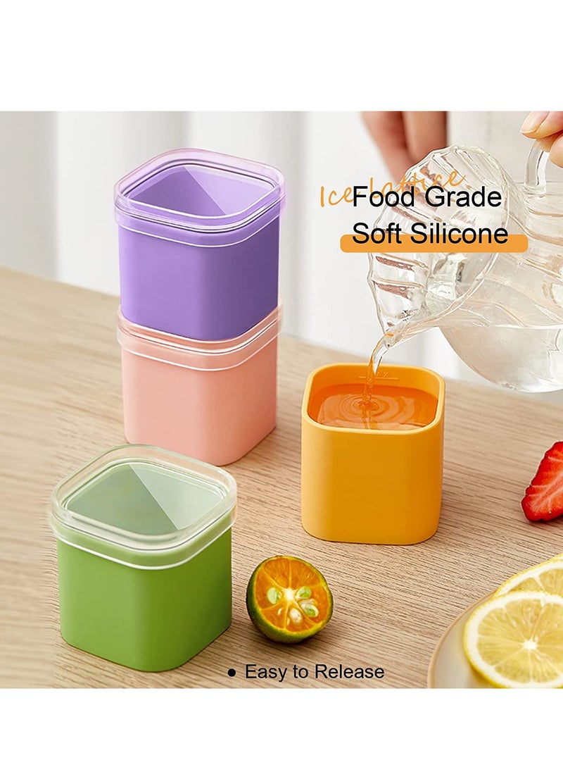 SYOSI - Silicone Ice Cube Molds with Lid, Large Ice Molds, Easy Release single Ice Cube Maker, Freezer Ice Cube Tray with Lid, Square Ice Molds for Cocktails Juice Coffee (1.7In Cube Ice) - Image 1