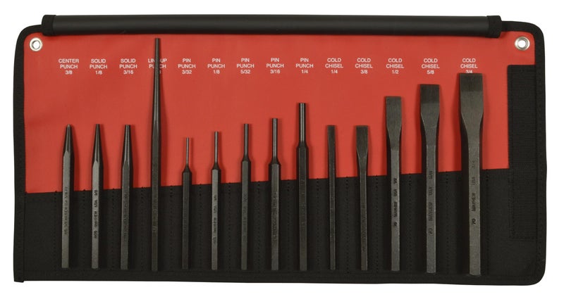 Mayhew Pro 61044 Punch and Chisel Kit, 14-Piece,Black - Image 1