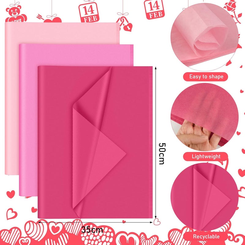 PLULON 60 Sheets Pink Tissue Paper Bulk, Colored Gift Wrap Tissue Paper Sheets for Packaging Birthday Gift Wrapping Wedding Baby Shower Easter Valentine Day Baby Shower Decorations Mothers Day Gifts - Image 2