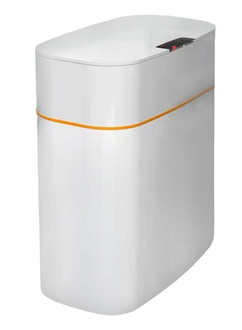 16L Automatic Wastebasket,Bathroom Touchless Motion Sensor Compact Wastebasket with Lid,Smart Electric Plastic Narrow Wastebasket (Living Room, Bedroom, Office, Kitchen),White 