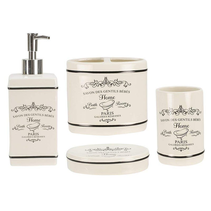 Home Basics Home Basics Paris Collection 4 Piece Bathroom Accessories Set Featuring a Soap Dispenser Toothbrush Holder Tumbler and Soap Dish 