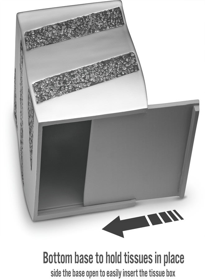 Creative Scents Silver Mosaic Tissue Box Cover Square - Decorative Tissue Box Holder for Bathroom with Durable Bottom Slider, Beautiful Silver Mosaic Tissues Cube Box Cover - Image 3