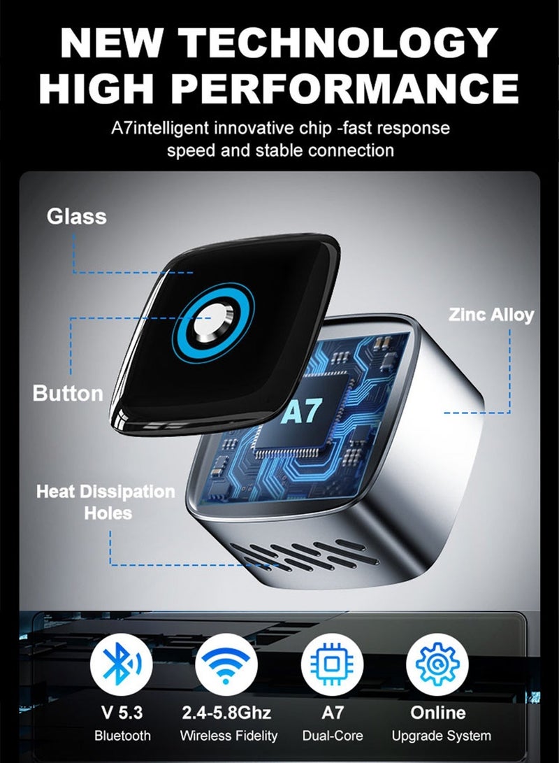 مساحة باردة محول CarPlay وAndroid Auto لاسلكي مطور 2 في 1 مع زر تحكم شامل لتبديل الهاتف وضبط وضع الإضاءة، سهل التركيب والتشغيل، اتصال سريع لأجهزة iPhone وAndroid - Image 5