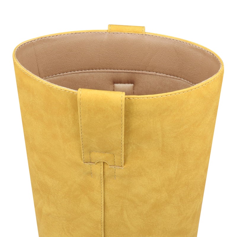 COLETER Women's Knee High Boots Chunky Block Low Heel Square Toe Side Zipper Tall Boots Comfort Fall Winter Long Boots Yellow 7.5US - Image 4
