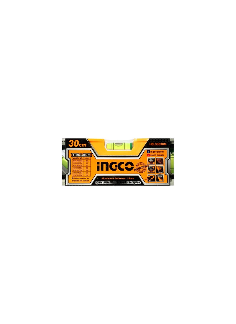 INGCO - spirit level with powerful magnets 30cm - Image 1