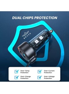 Brave BRAVE 50W 3 Port Super-Fast Car Charger PD QC3.0 with 5ft 20W Lightning Coiled Cable Compatible with iPhone 14 13 12 11 Pro Max X XR XS 8 Samsung Galaxy Note 20/10 S21/20/10 Google Pixel and many more  - Image 3