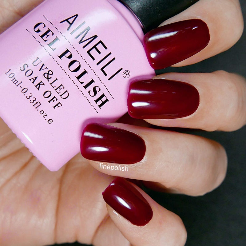 AIMEILI Soak Off U V LED Hema Free Gel Nail Polish Cruelty Free Vegan Nail Gel- Red Vixen (010) 10ml - Image 2