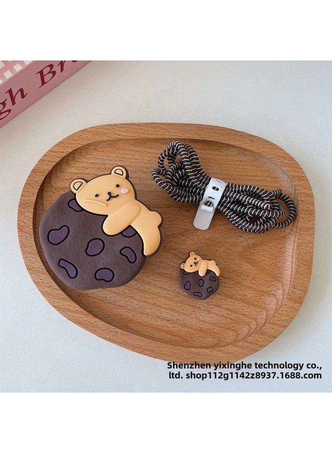 Applicable To Apple 18W/20W British Standard Charging Head Protective Cover Data Line Protective Cover British Standard Charger Protective Cover-Specifications:27. British Standard Cookie Bear Two-piece Set  - Image 1