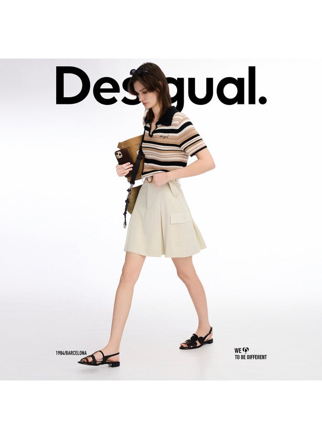 DESIGUAL ss25 New A-line Tie-waist Pleated Patch Pocket Skirt - Image 4