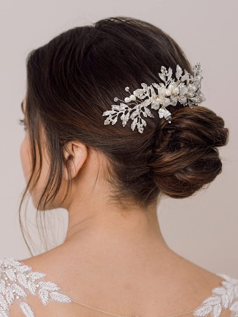 SWEETV Handmade Wedding Hair Comb Clip Rhinestone Bridal Hair Comb Piece, Hair Accessories for Brides Wedding, Silver - Image 3