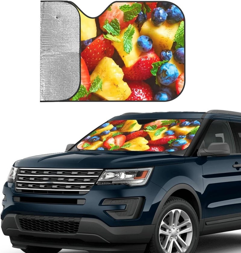 Fruit Salad Car Windshield Sun Shade, Keeps Interior Cool, Foldable Sun Visor Protector, Fits Cars Trucks SUVs Medium - Image 3