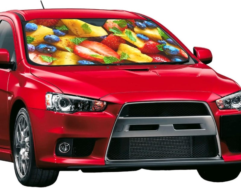 Fruit Salad Car Windshield Sun Shade, Keeps Interior Cool, Foldable Sun Visor Protector, Fits Cars Trucks SUVs Medium - Image 2