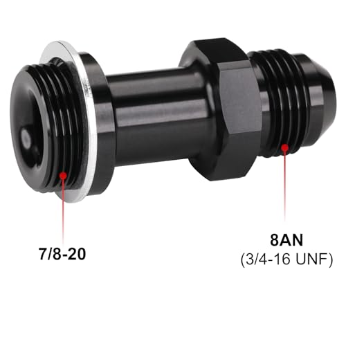 Podavelle 8AN Male Flare to 7820 Carb Carburetor Inlet Fitting Adapter 218 Inch Long Aluminum Black Pack of 2 - Image 3