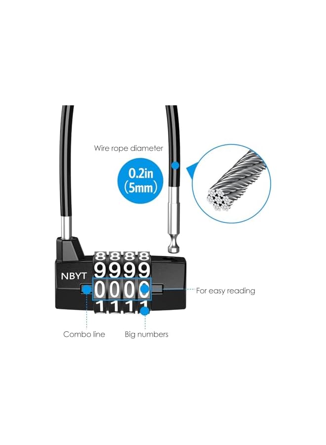 PROMASS PROMASS Heavy Duty Combination Lock, 3.5 Inch Waterproof Long Shackle Gate Lock, 4 Wheel Combination Padlock, Suitable for Home, Toolbox, School & Garage  - Image 5