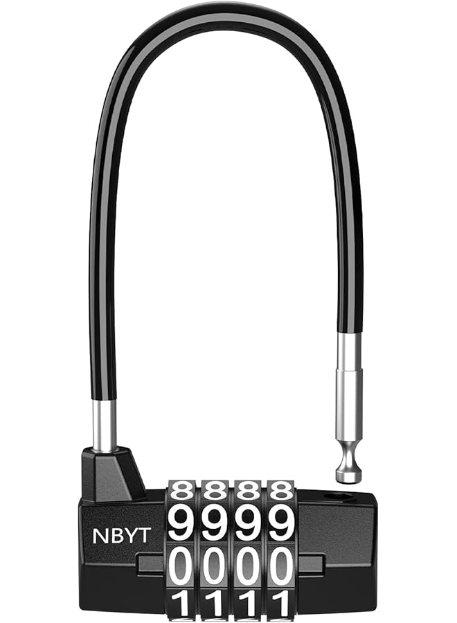 PROMASS PROMASS Heavy Duty Combination Lock, 3.5 Inch Waterproof Long Shackle Gate Lock, 4 Wheel Combination Padlock, Suitable for Home, Toolbox, School & Garage  - Image 1