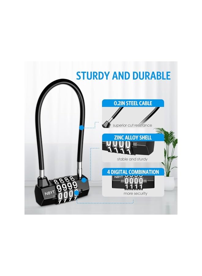 PROMASS PROMASS Heavy Duty Combination Lock, 3.5 Inch Waterproof Long Shackle Gate Lock, 4 Wheel Combination Padlock, Suitable for Home, Toolbox, School & Garage  - Image 2
